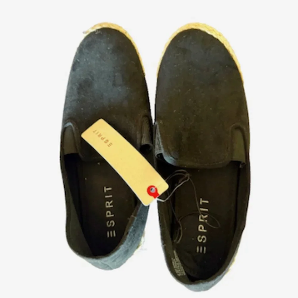 Esprit Erika Black Canvas Espadrille‎ Flats Slip-On Size 9.5